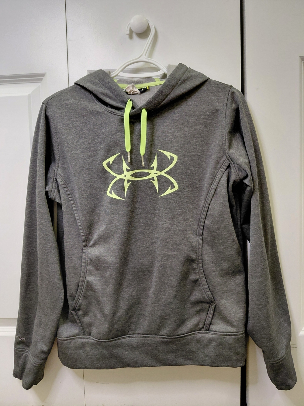 Under Armour Gray Hoodie with Neon Yellow-Green Logo